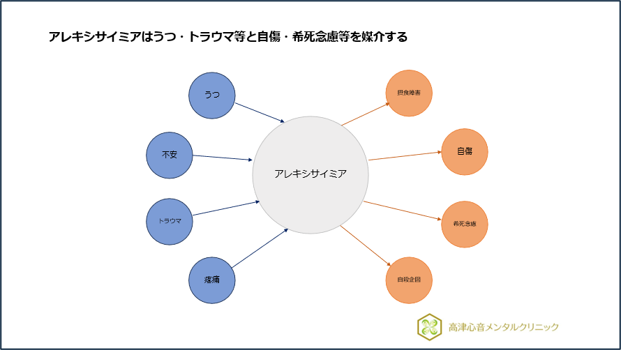 アレキシサイミアはうつ等と希死念慮等を媒介