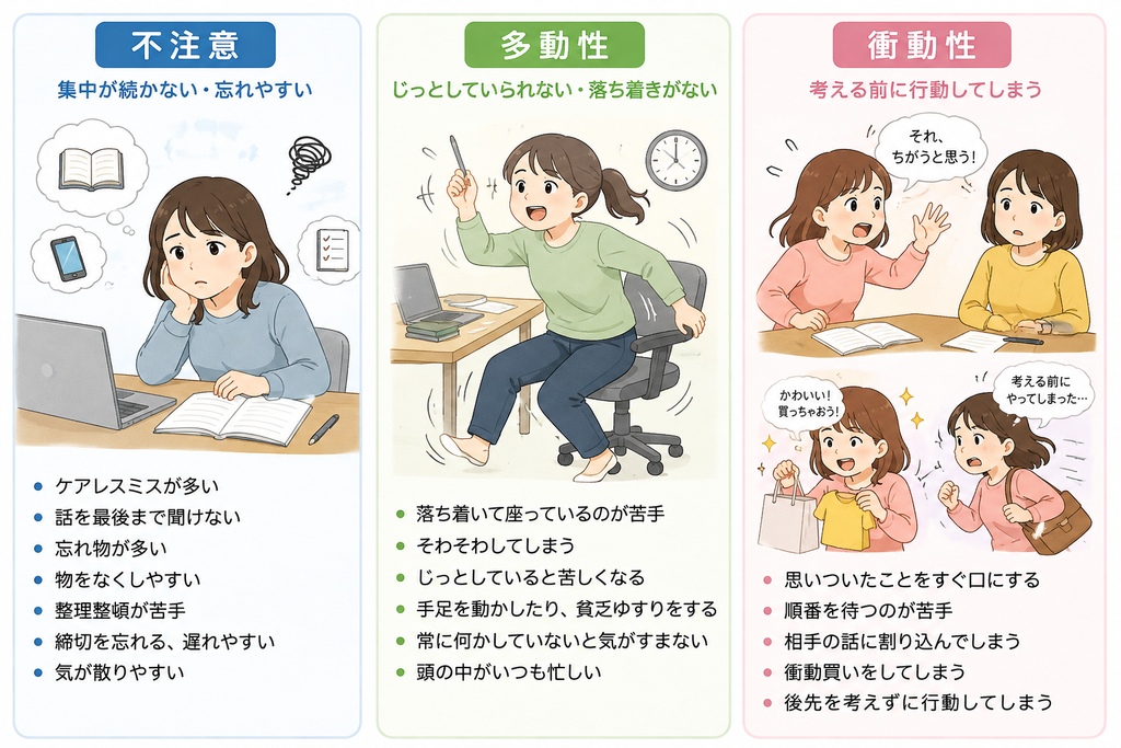 ADHDの3つの特徴