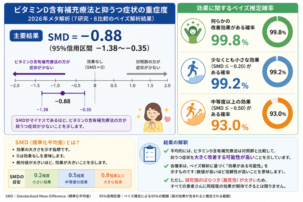 ビタミンD補充と抑うつ症状の重症度