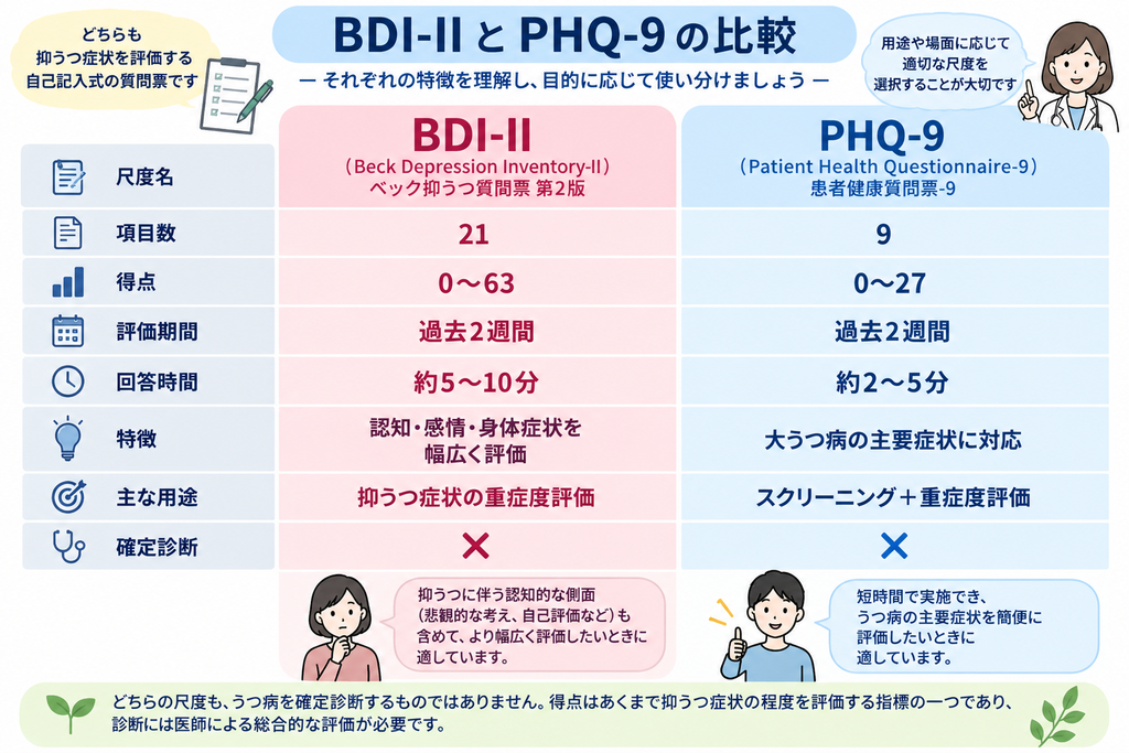BDI-ⅡとPHQ-9の比較