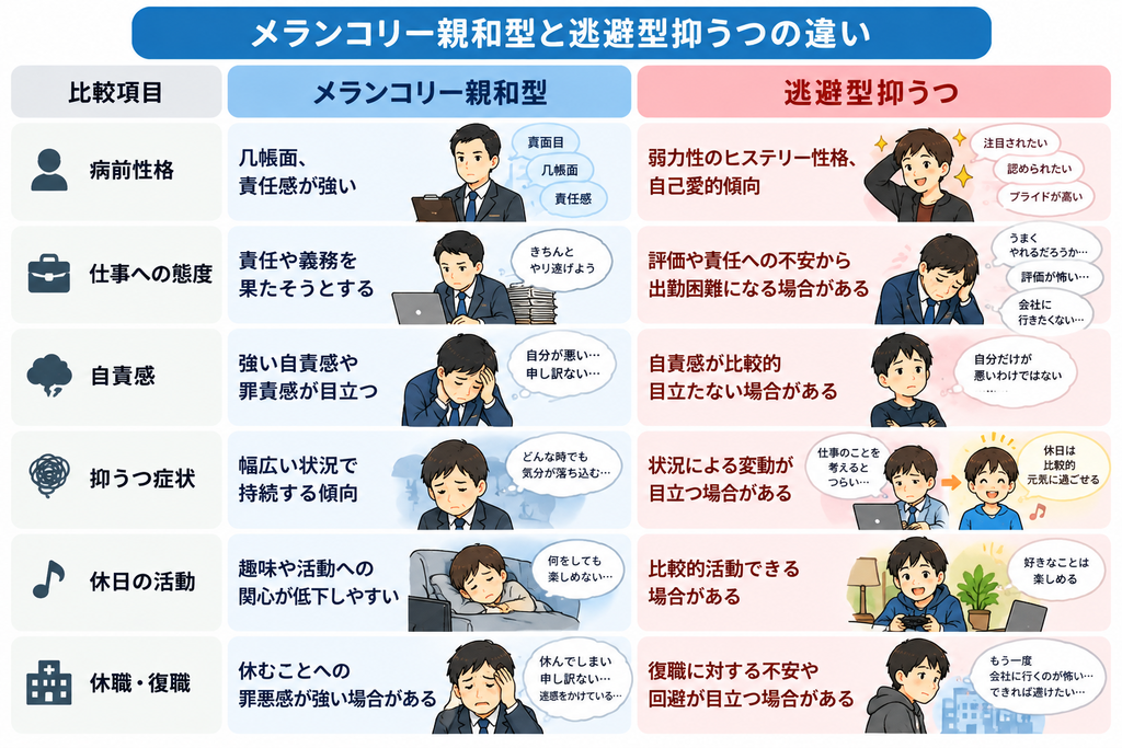 メランコリー親和型と逃避型抑うつの違い