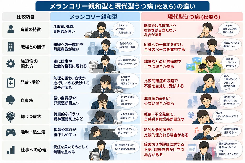 メランコリー親和型と現代型うつ病