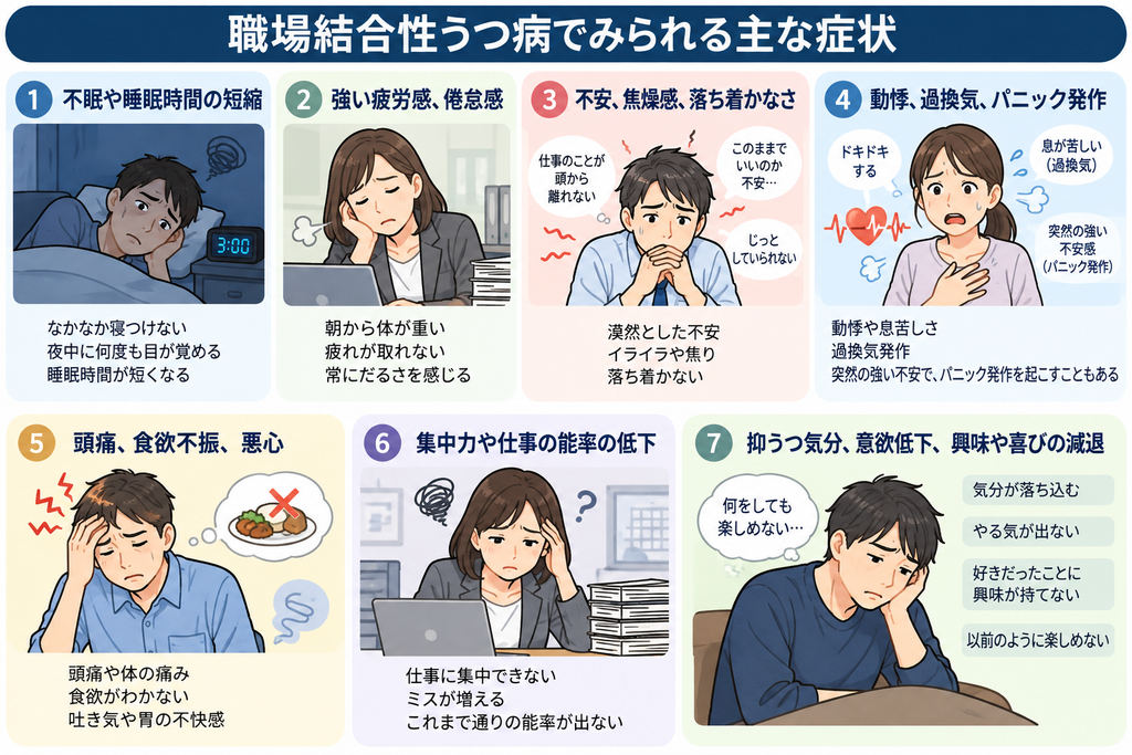 職場結合性うつ病でみられる主な症状