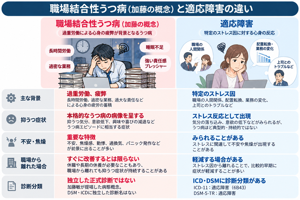 職場結合性うつ病と適応障害の違い