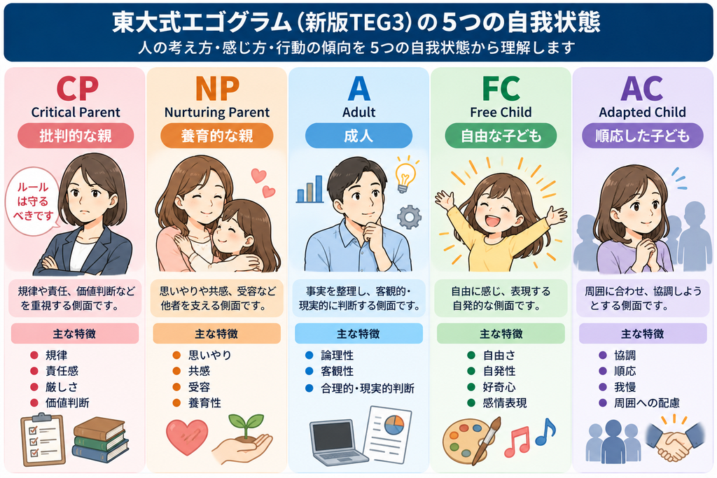 東大式エゴグラム（新版TEG3）の5つの自我状態