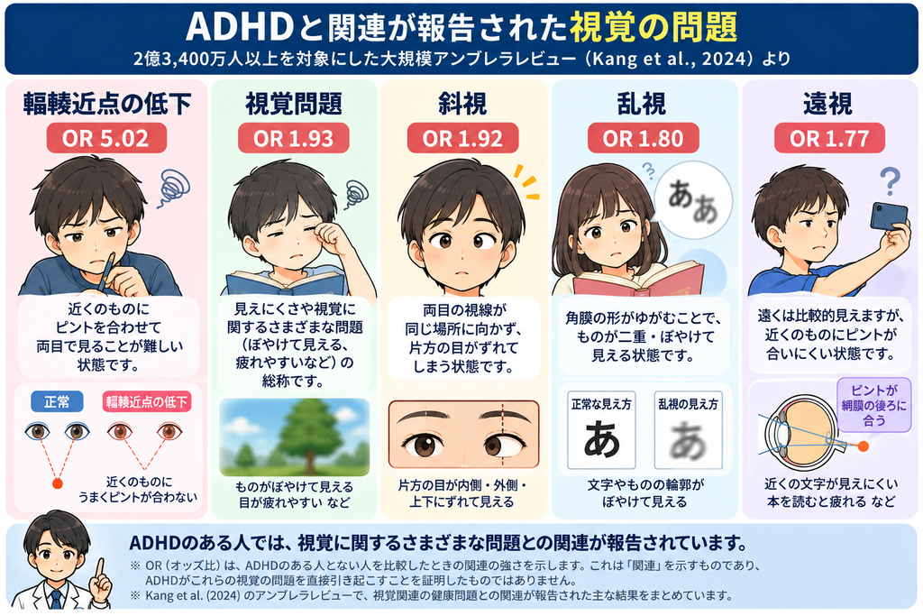 ADHDと関連が報告された視覚の問題